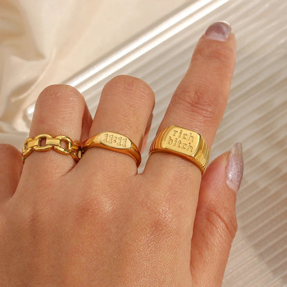 Vergulde Nummer Gegraveerde Ring - Glenda