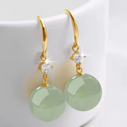 Groene Parel Druppeloorbellen - Jade
