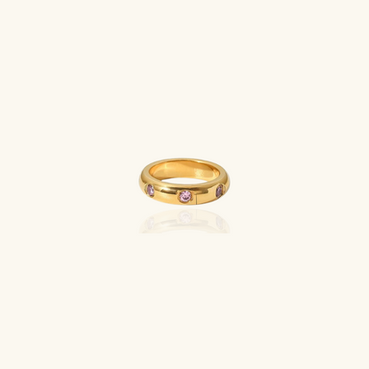 Vergulde Cubic Zirkonia Bands Ring - Belle