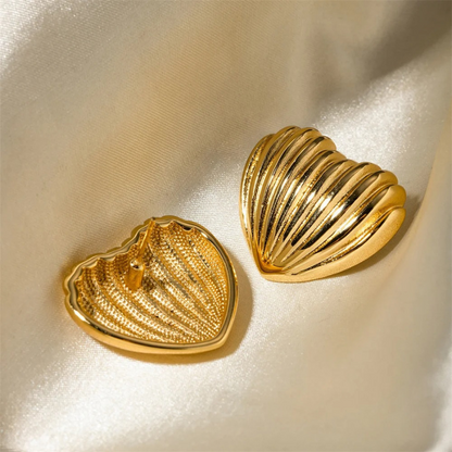 Vergulde Hart Schelp Stud Earring - Kristy