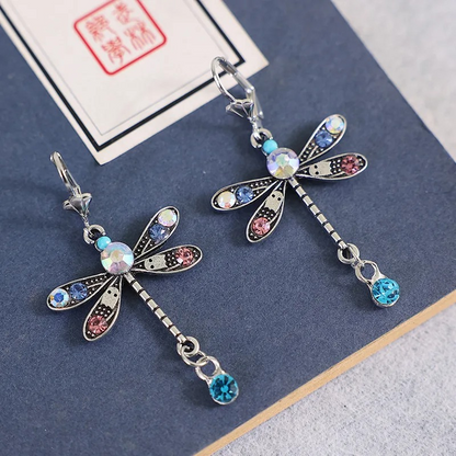 Elegante Gesneden Dragonfly Oorbellen | Zilver