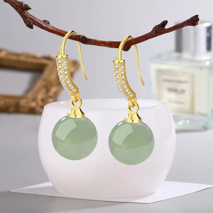 Groene Parel Druppeloorbellen - Jade