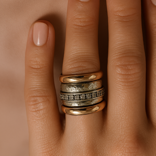 Vintage Gelaagde Dikke Gouden Ring | Goud