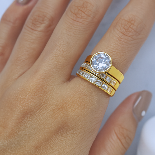 Vintage Lelaagde Glazen Ring | Goud
