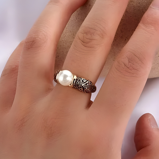 Vintage Parel Gouden Ring | Goud