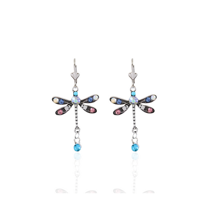 Elegante Gesneden Dragonfly Oorbellen | Zilver