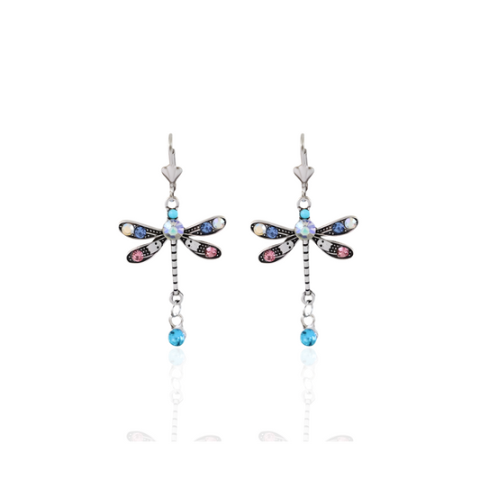 Elegante Gesneden Dragonfly Oorbellen | Zilver