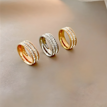 Elegante Ingelegde Zirkonia Ring | Goud