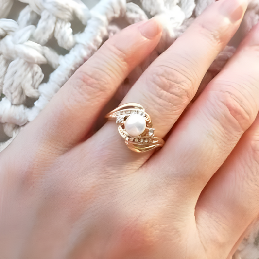 Elegante Ring Met Parel En Briljant Goud | Goud