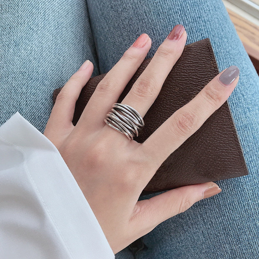 Zilveren Verstelbare Gelaagde ring | Zilver