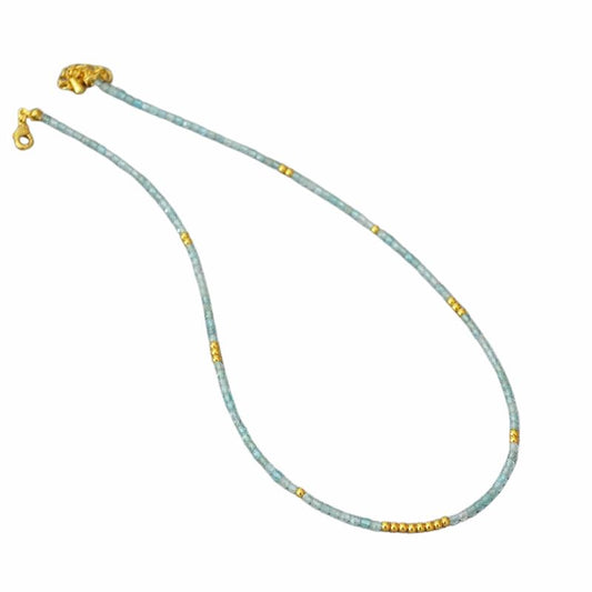 Zeeblauwe Kralen Clavicula Ketting - Luna