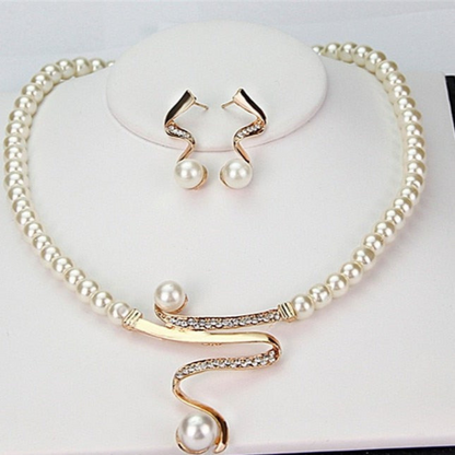 Natuurlijke Parelketting + Oorbellenset | Goud