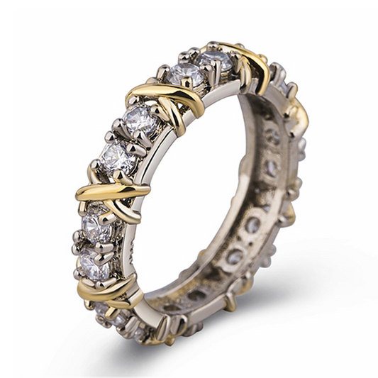Platina liefde kruisring | Sterling Zilver