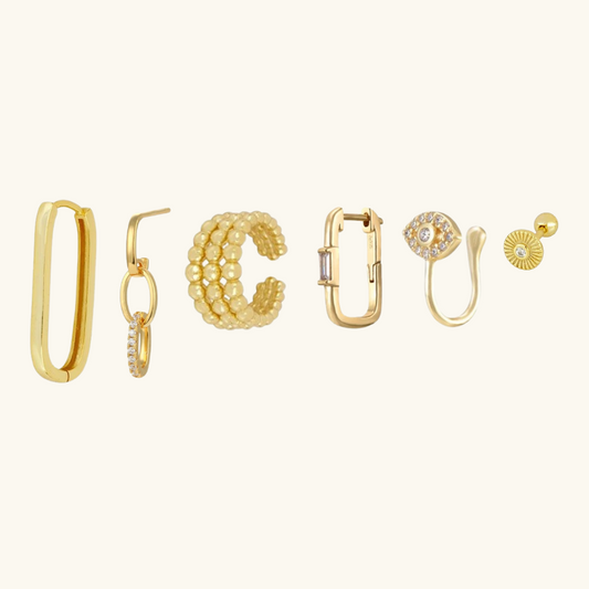 Vergulde Boho Hoepel Oorbellen Set - Vicky