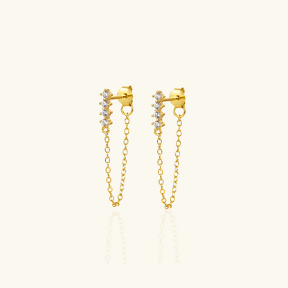 Vergulde Zirkoon Geplaveide Ketting Stud Oorbel - April