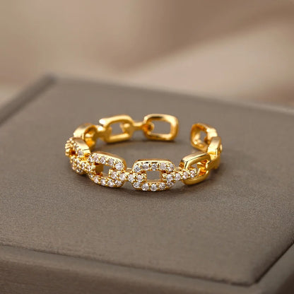 Vergulde Zirkoonketting Verstelbare Ring - Shari