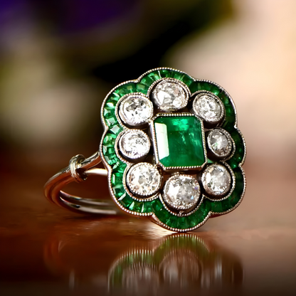 Vintage Smaragdgroene Ring | Zilver