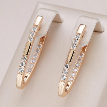 Gouden Zirkonia Elegantie Oorbellen | Goud