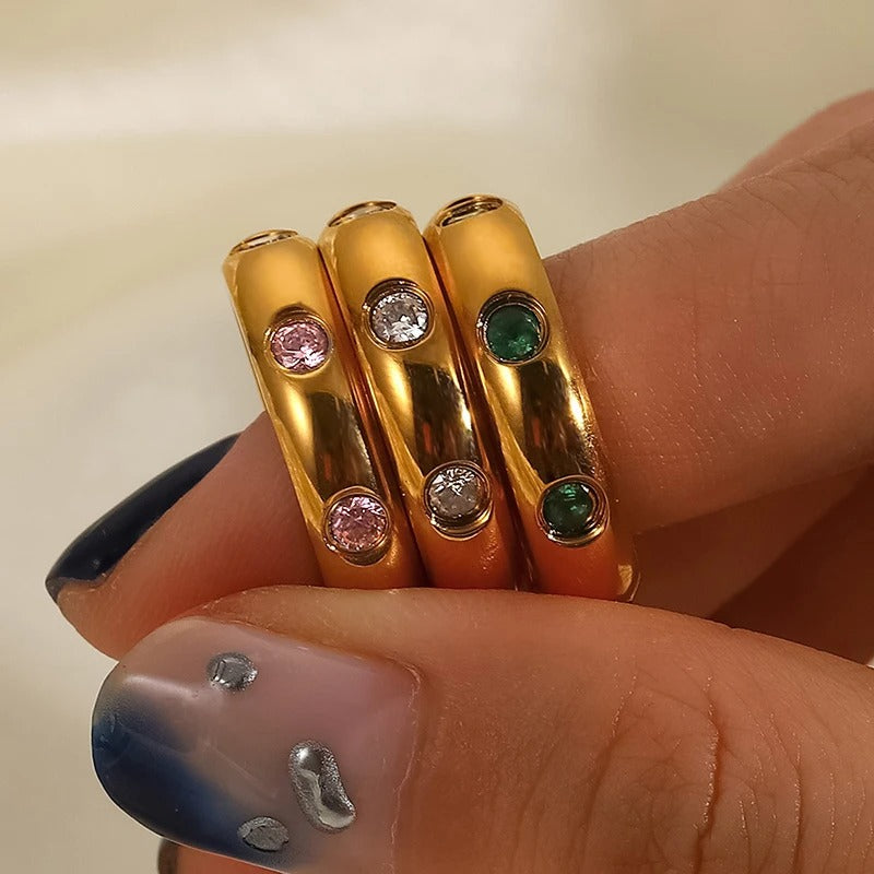Vergulde Cubic Zirkonia Bands Ring - Belle