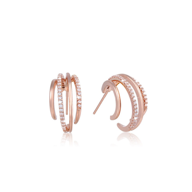 Dubbele Hoops Oorbellen met Zirkonia – Elegantie
