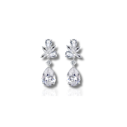 Elegante Zilveren Zirconia Dangle Oorbellen - Sophia