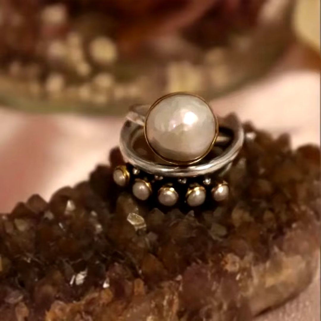 Vintage Maansteenring | Zilver