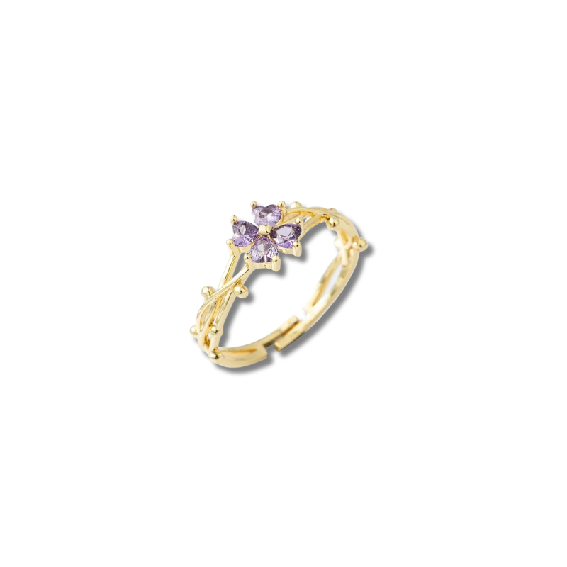 Paarse Bloembladen Ring – Elena
