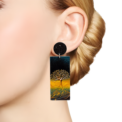 Oorbellen van Acryl met Vintageprint - Teri