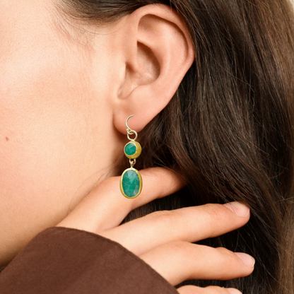 Vintage Groene Stenen Druppeloorbellen - Janna