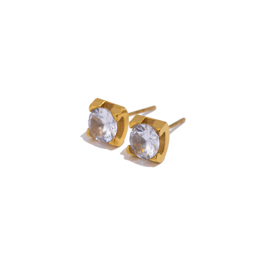 Vierkante Cubic Zirconia Stud Oorbellen - Tiffany