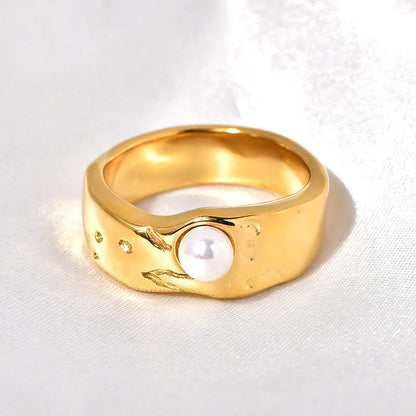 Vergulde Lava Parel Ring - Ada