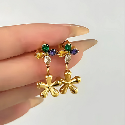 Bloemen Zircon Hangende Oorbellen - Mylah