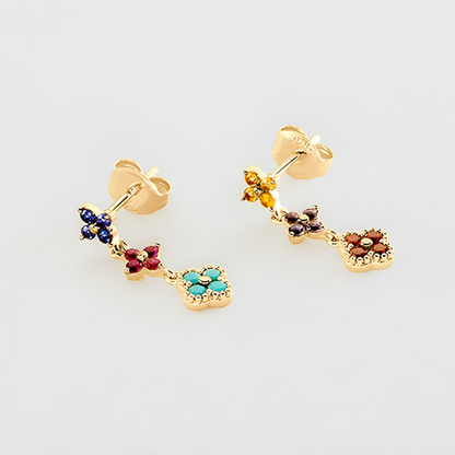 Gouden Bloem Charms Dangle Oorbellen - Jennifer