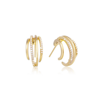 Dubbele Hoops Oorbellen met Zirkonia – Elegantie