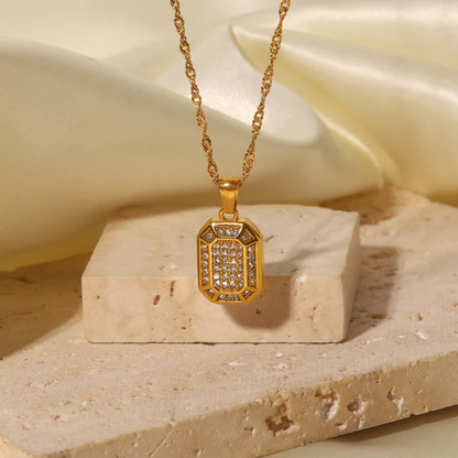 Geometrische Zirkoon Hanger Ketting - Julia