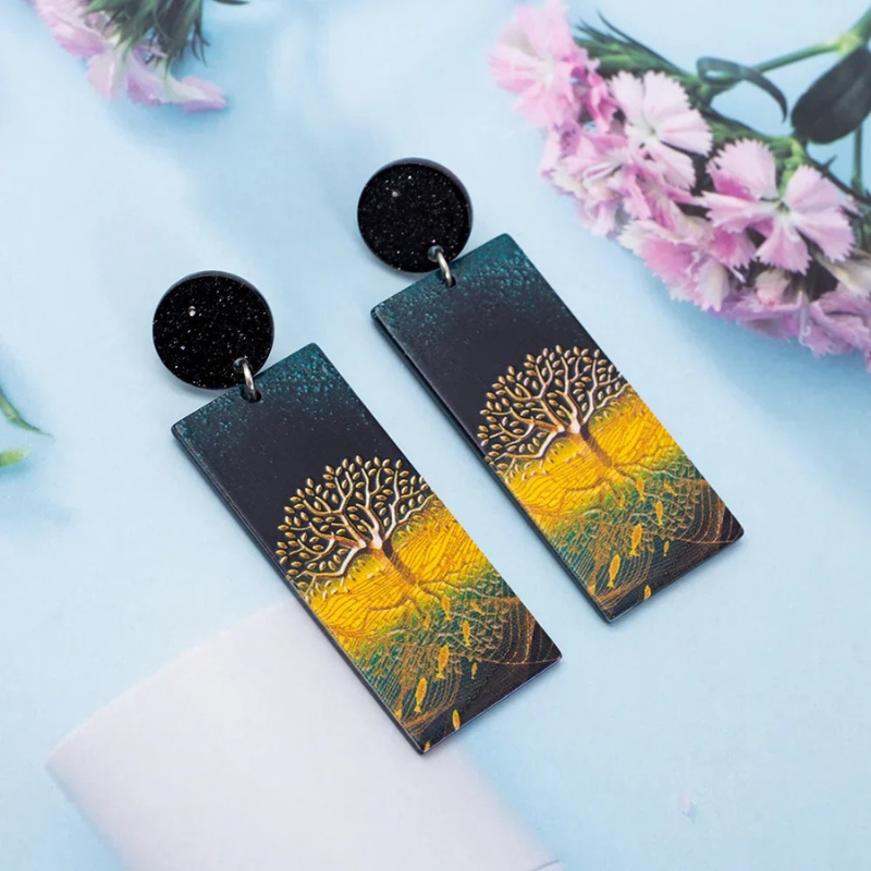 Oorbellen van Acryl met Vintageprint - Teri