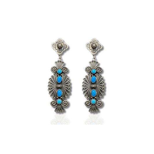 Vintage Turquoise Stud Oorbellen - Claudia