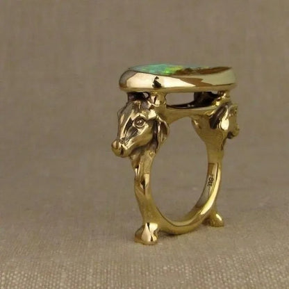 Vintage Kleurrijke Opaalring | Goud