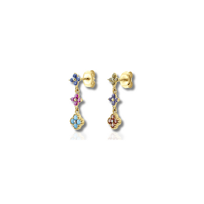 Gouden Bloem Charms Dangle Oorbellen - Jennifer
