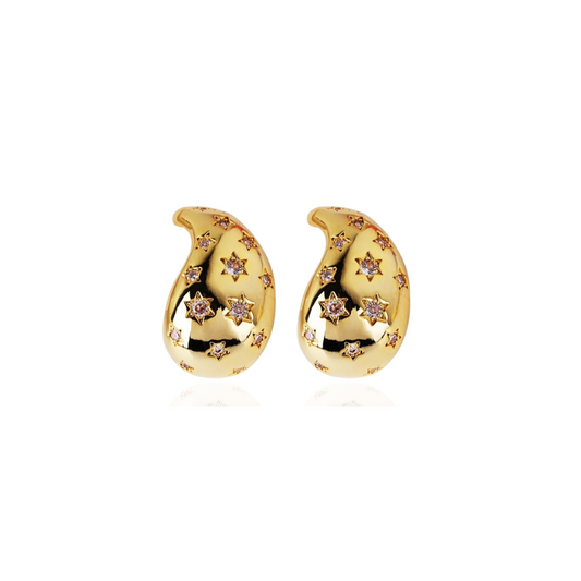 Elegante Teardrop vorm met ster Zirkoon Stud Oorbellen - Eugenia