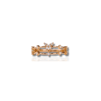 Dubbele Rij Vlinder Zircon Ring – Vivian