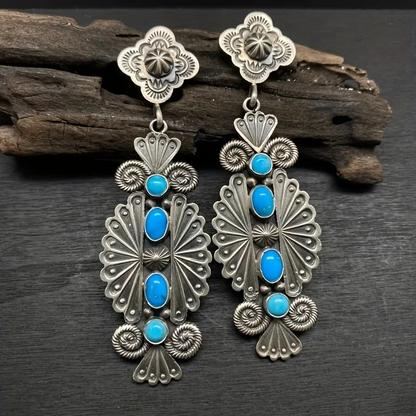 Vintage Turquoise Stud Oorbellen - Claudia