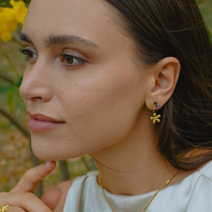 Bloemen Zircon Hangende Oorbellen - Mylah