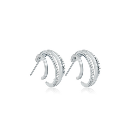 Dubbele Hoops Oorbellen met Zirkonia – Elegantie