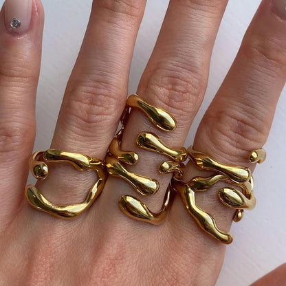 Vergulde Geometrische Open Ring - Amina