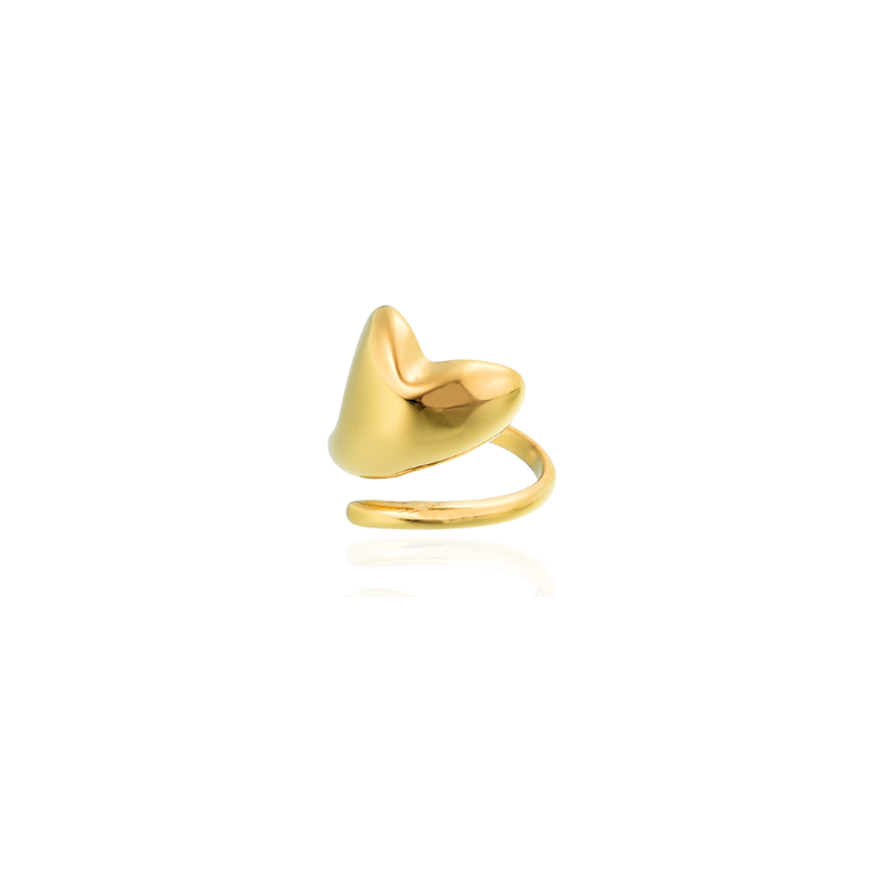 Elegante Onregelmatige Verstelbare Ring met Groot Hart - Camille