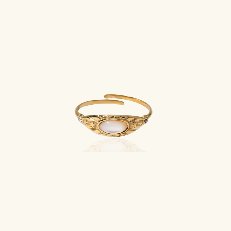 Ring met vergulde witte zirkonia van natuursteen - Veola
