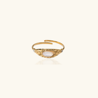 Ring met vergulde witte zirkonia van natuursteen - Veola