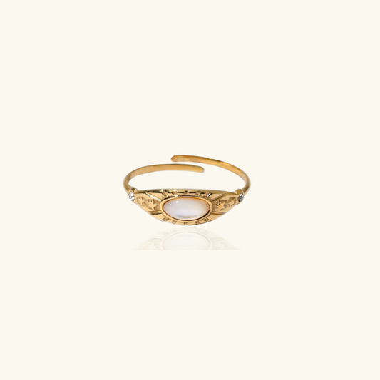 Ring met vergulde witte zirkonia van natuursteen - Veola
