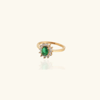 Verguld Elegante Natuurlijke Smaragd Ring - Essie